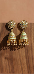 Green kundan jhumka