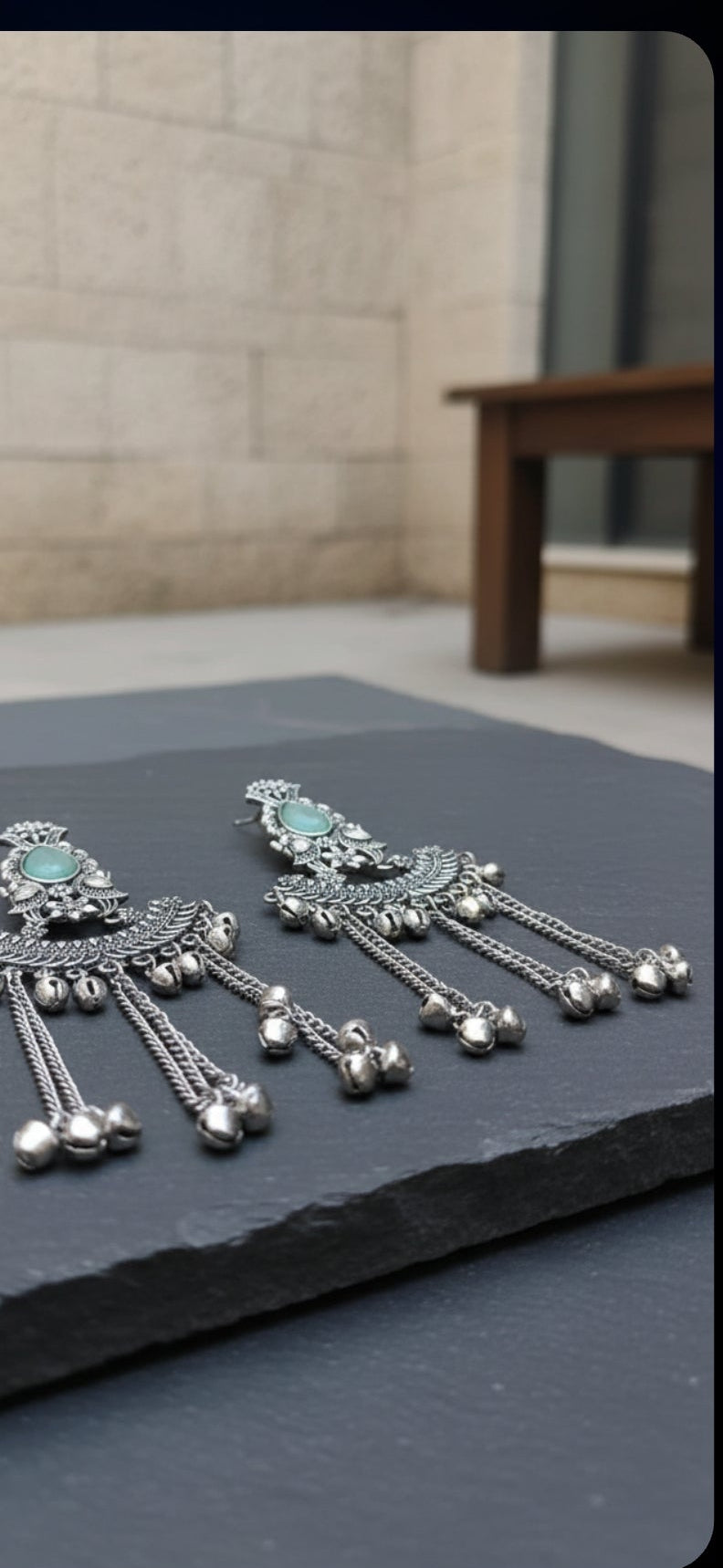 Oxidised kashmiri jhumka