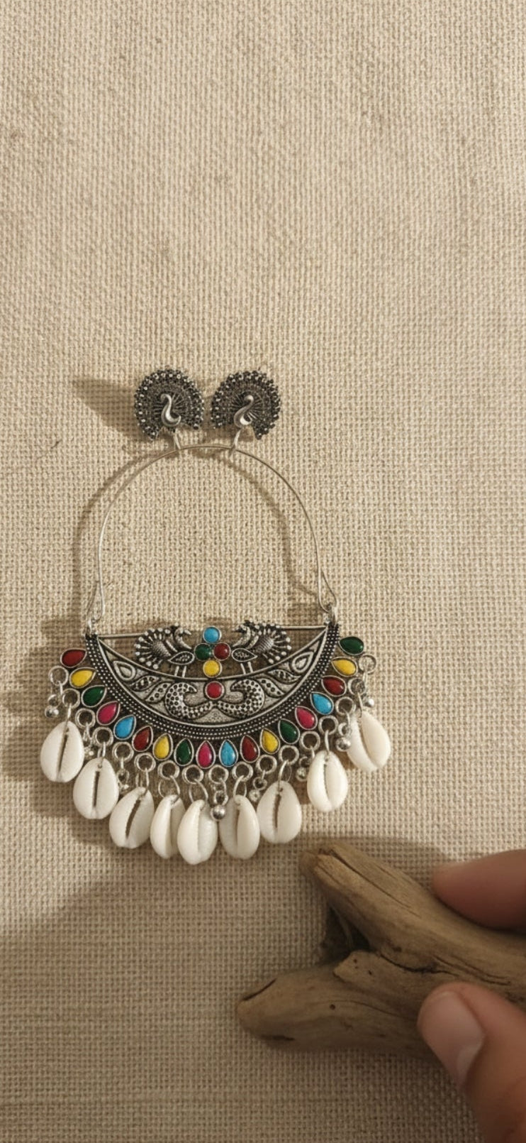Oxidised kodi chand bali