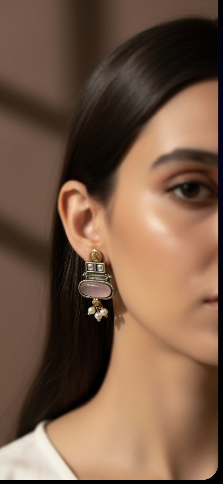 Pink stone oxidised studs
